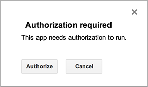 Google Apps Script authorization dialog
